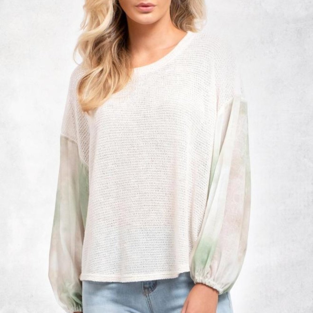 Tie-Dye Sleeve Knit Top
